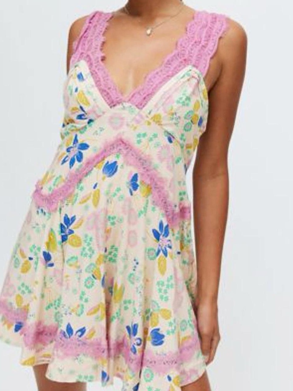 UO Tiffany Lace Trim Mini Dress - Picture 1 of 6